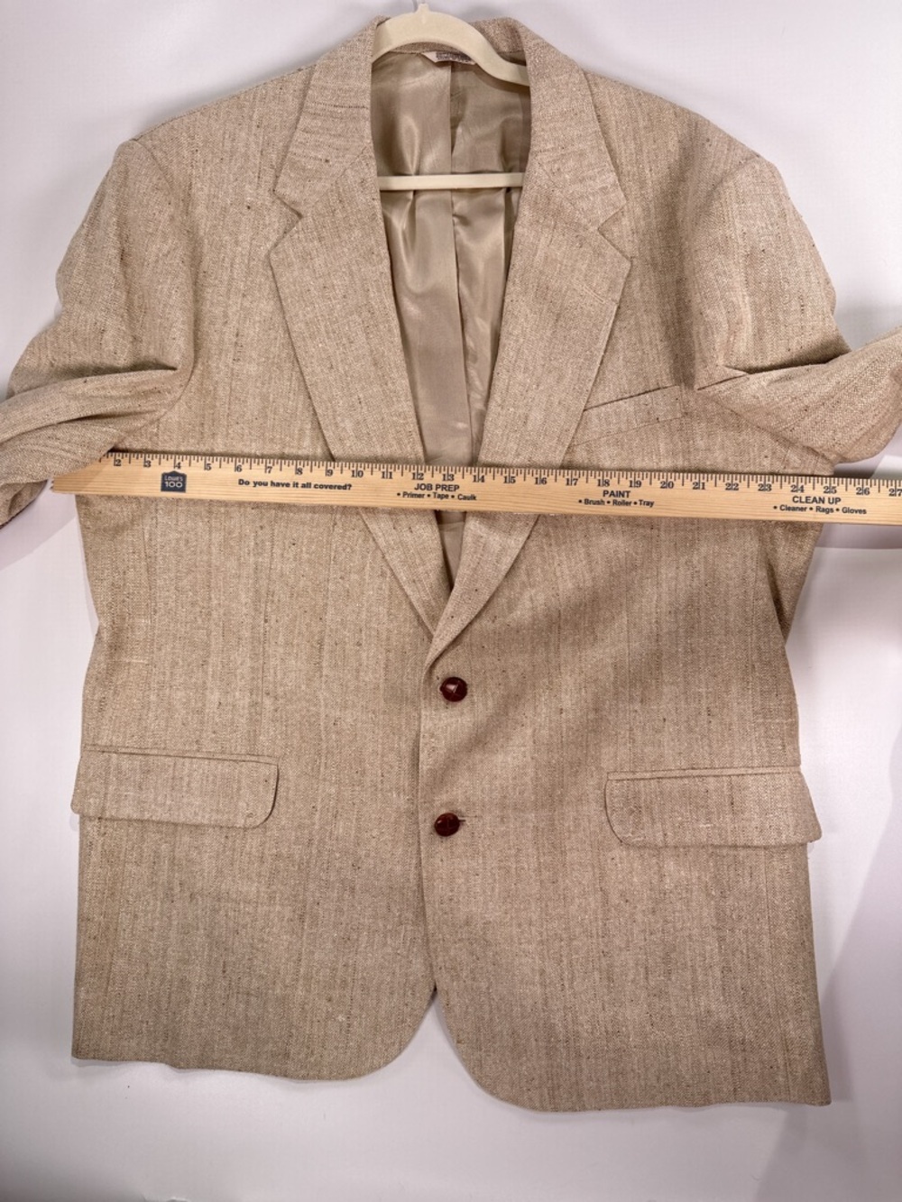 Orvis Vintage Suede Elbow Patch Blazer Hopsack Wool Blend Tan 46L - Picture 13 of 16